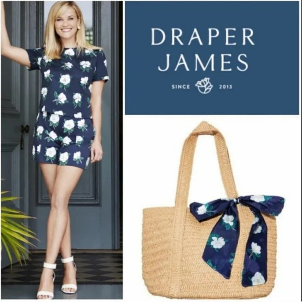 Draper James Everyday Straw Bag with Floral Scarf